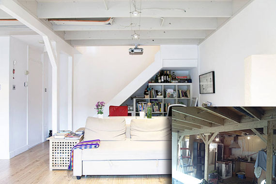 La reforma completa de esta parte de la casa consistió en la fusión de la cocina y el comedor eliminando su tabique divisorio creando un espacio mucho más abierto y amplio. Se modificó la distribución de los radiadores. Se redistribuyo todo el alumbrado y electricidad. Se eliminó toda la escayola del techo dejando al descubierto las vigas, y tras su limpieza y acondicionamiento se pintaron en blanco (camuflando de esta manera todos los servicios) dando un aspecto nuevo y elegante. La cocina fue sustituida por completo [Buscar ejemplo en otras fotografías]. El diseño general de toda esta nueva estancia es de carácter conceptual, dando una sensación sosiego, amplitud y bien estar.